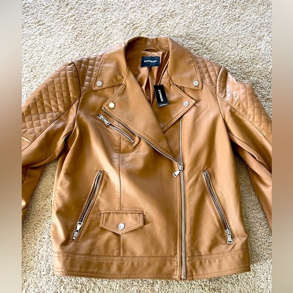 NWT- express tan leather jacket - Picture 9 of 9